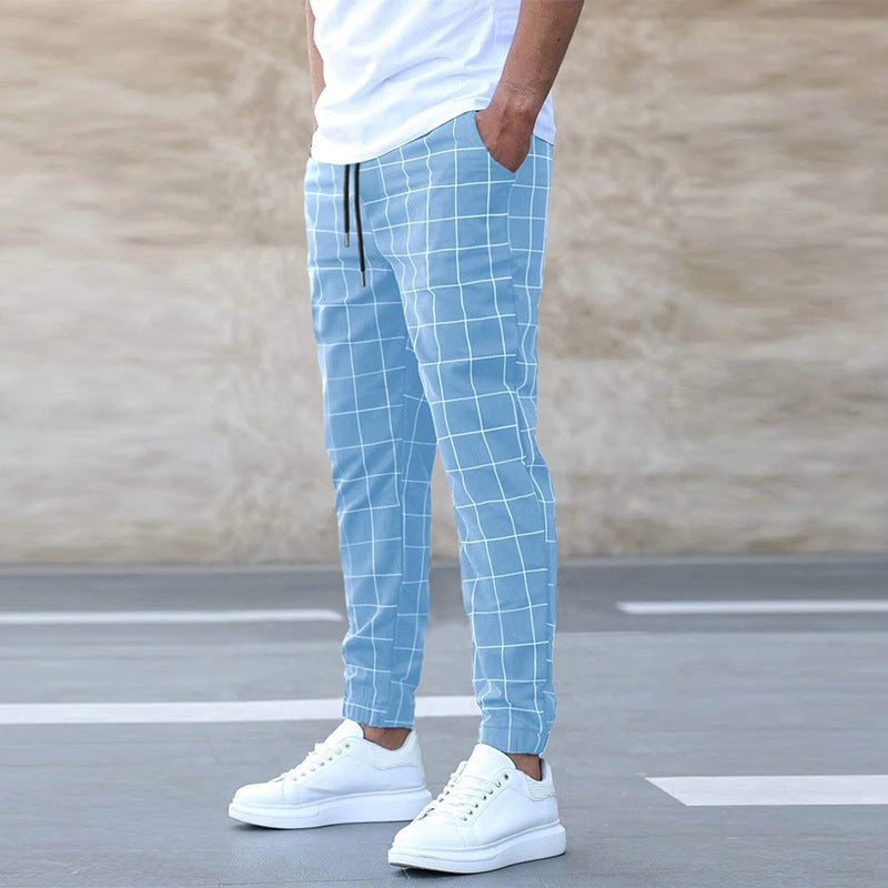 Cotton Plaid Drawstring Pants