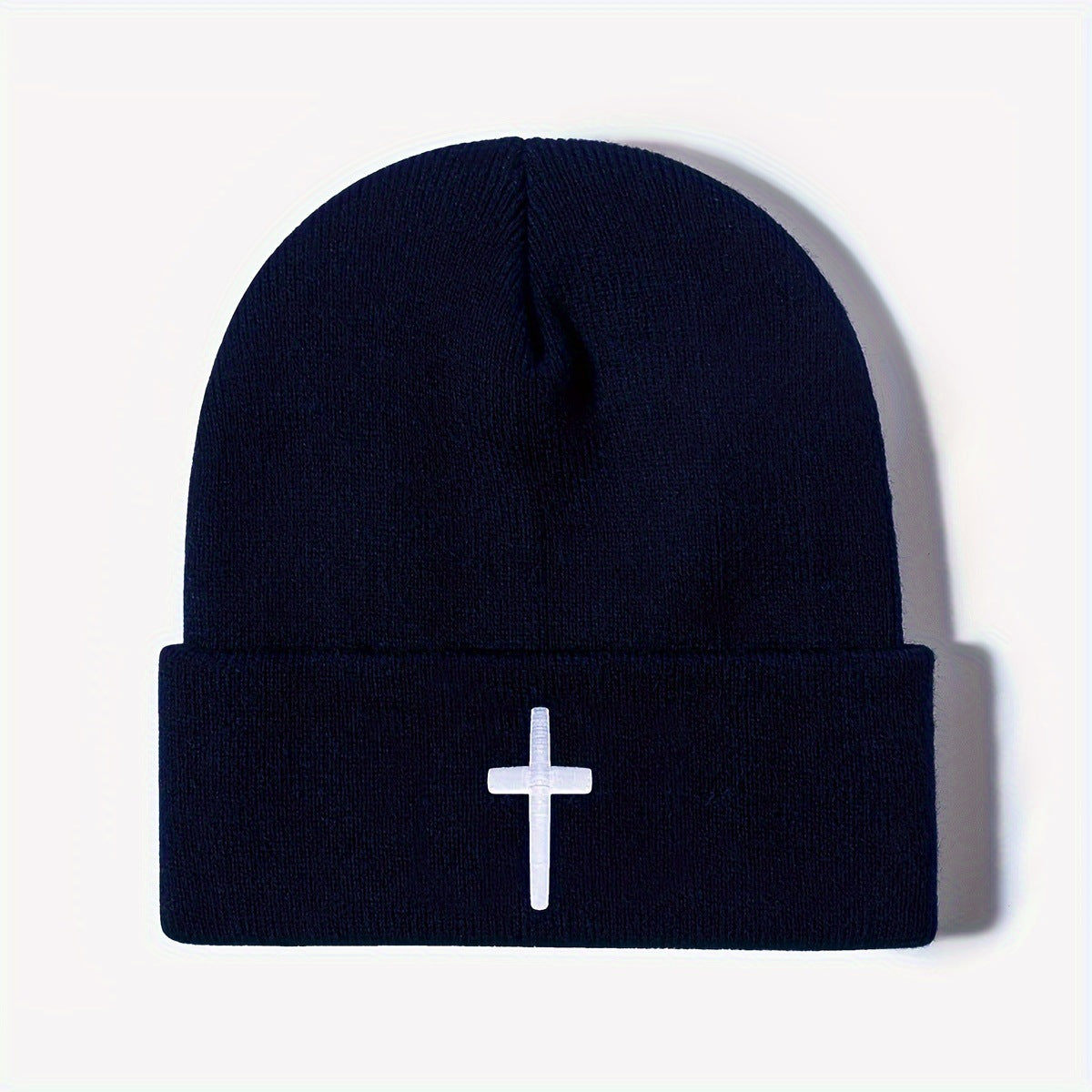 Embroidered Cross Beanie