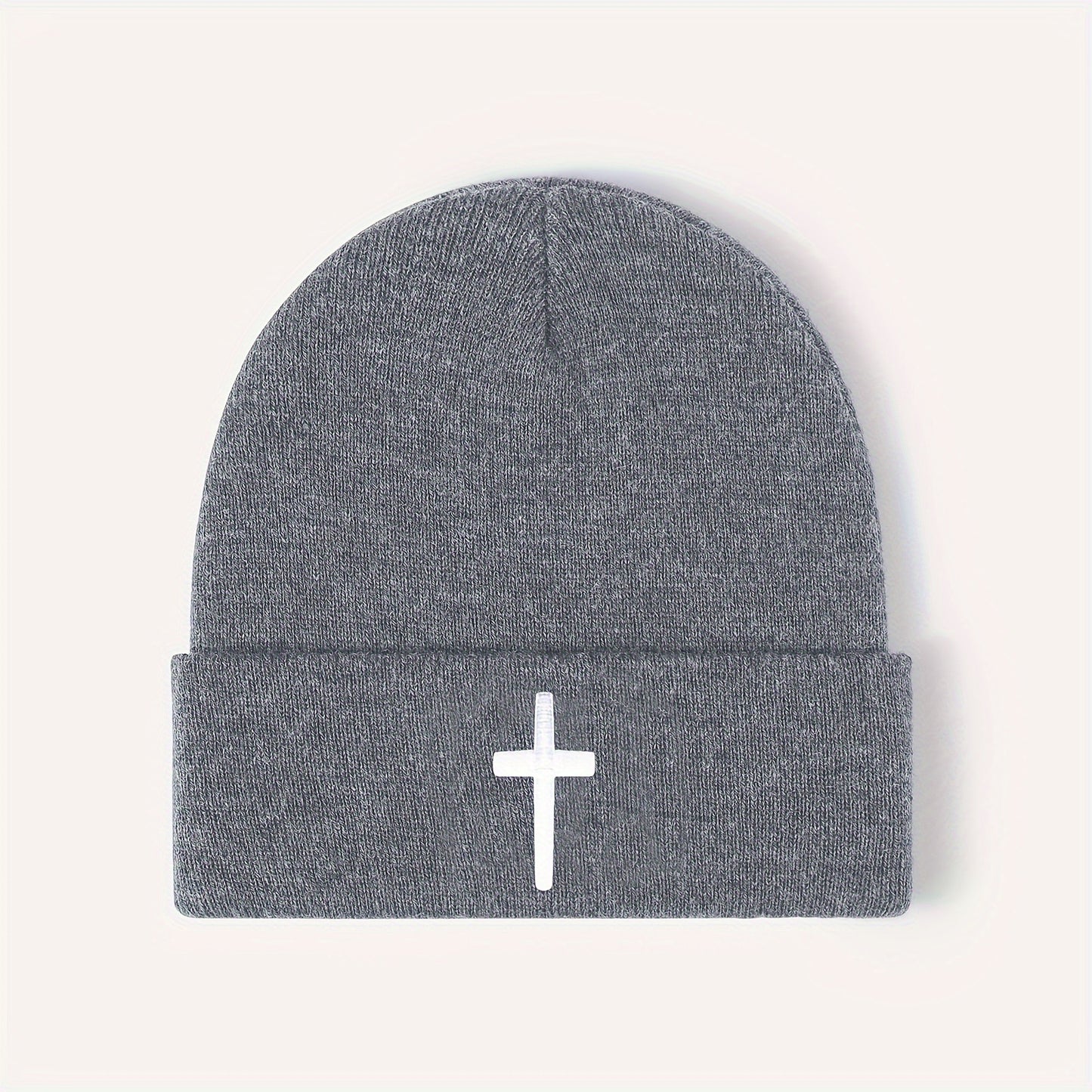 Embroidered Cross Beanie