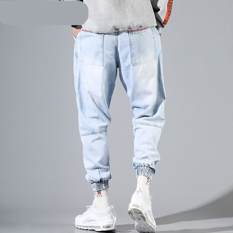 Washed Blue Cuffed Jeans