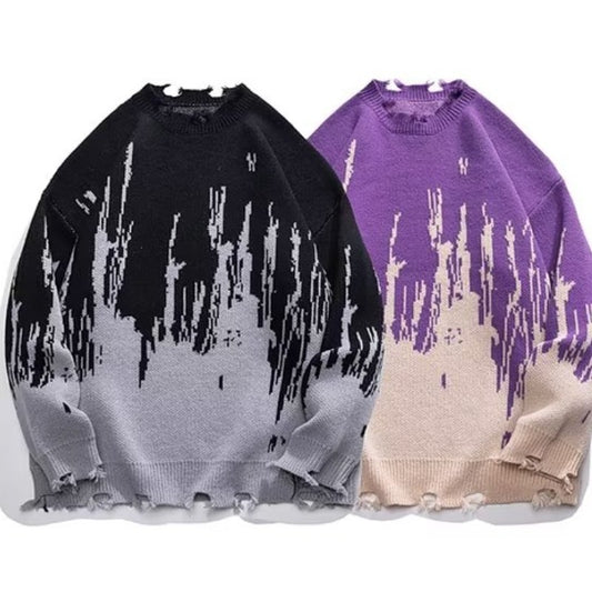 Distressed Edge Colour Splash Sweater