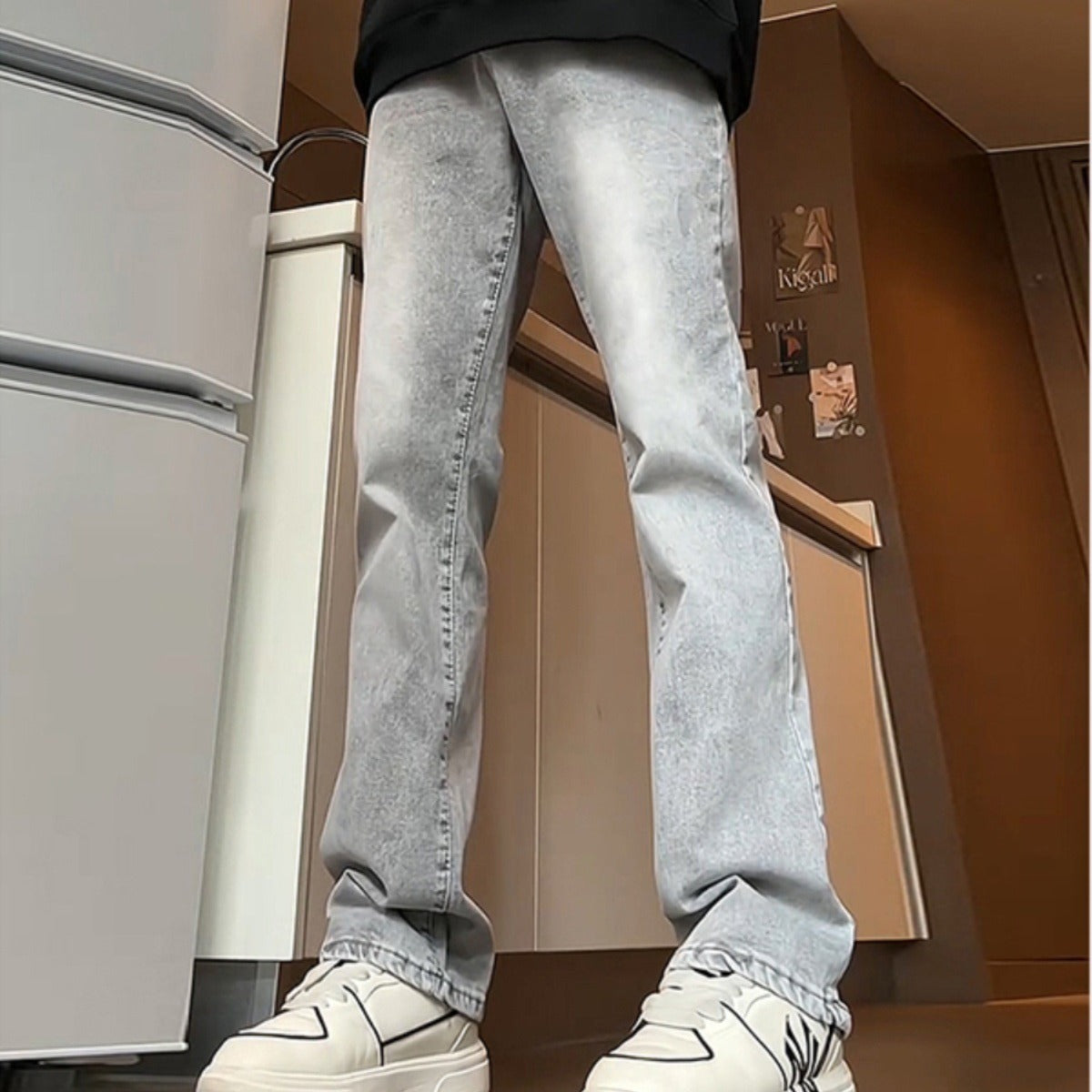 Cement Gray Straight Jeans