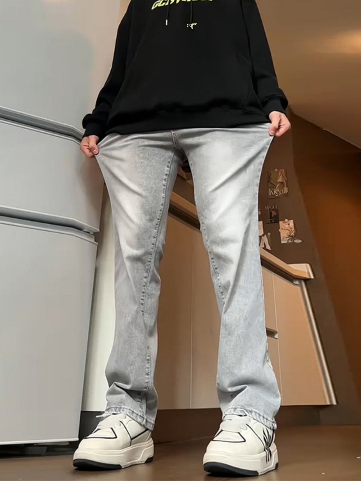 Cement Gray Straight Jeans