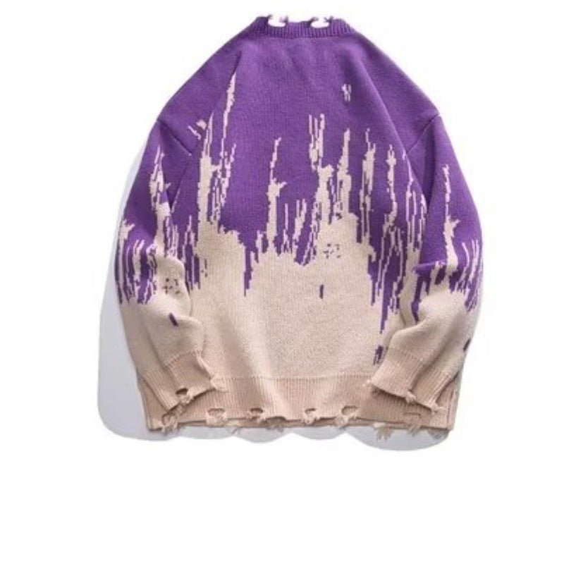 Distressed Edge Colour Splash Sweater