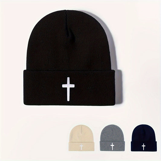 Embroidered Cross Beanie